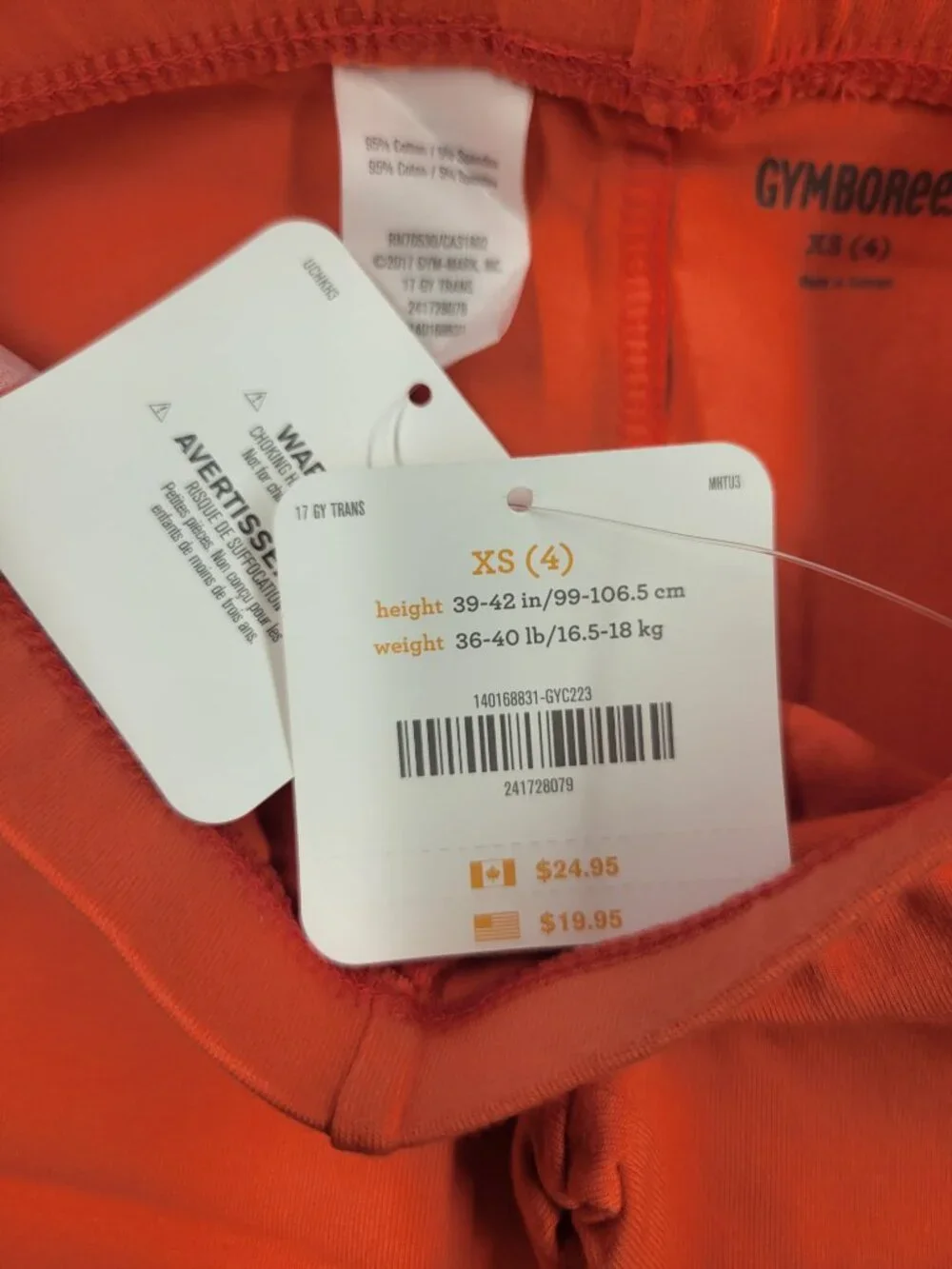 Gymboree girls leggings size 4 orange New with tags